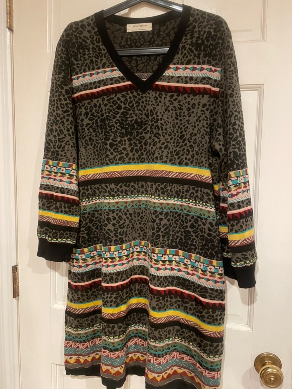Aldomartins Viviana Animal Stripe Knit Sweater Dress.